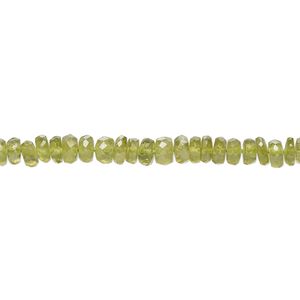 Peridot 1pkg1, hand-cut faceted rondelle bead natural 8 inch 3x2mm-5x2mm