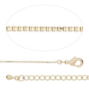 Chain 1pkg1 Venetian box, 0.8mm / lobster claw clasp, gold-finished brass 18 inch
