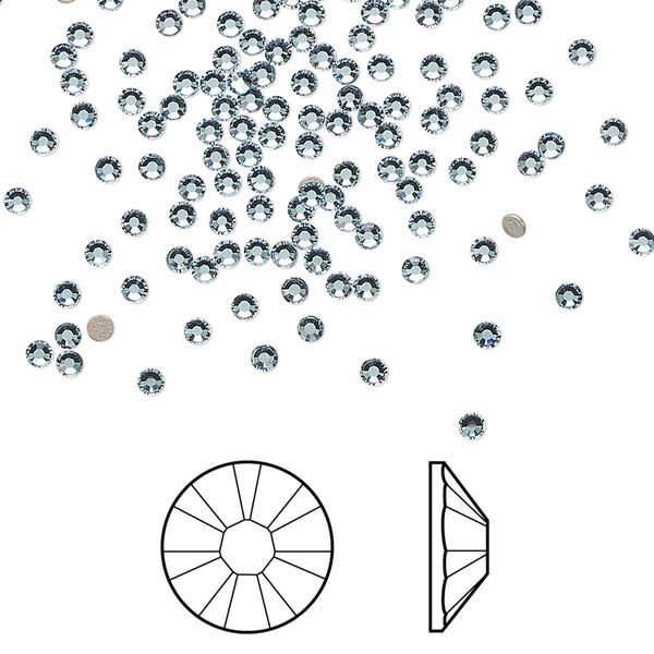 Flat back 144pk aquamarine foil back, Crystal Passions® 1.7-1.9mm rose round SS5 2058 image number 0