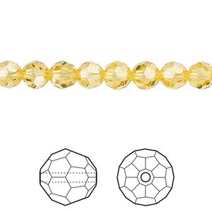 Bead 12pk light topaz, Crystal Passions® 6mm round 5000