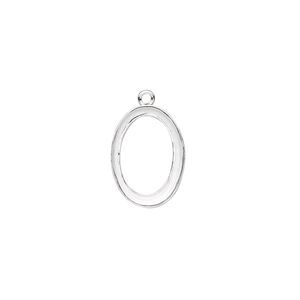 Drop, fine silver, 15x11mm oval with 14x10mm oval bezel setting. Sold per pkg of 2.