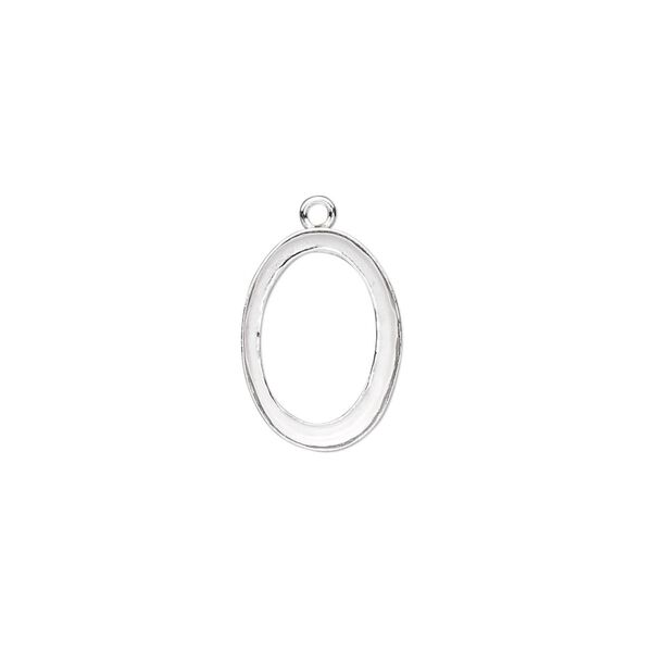Drop, fine silver, 15x11mm oval with 14x10mm oval bezel setting. Sold per pkg of 2. image number 0