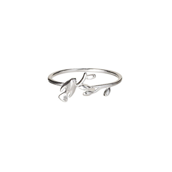 Ring, Create Compliments®, sterling silver, 8mm wide with bird and leaves design. Sold individually. image number 0