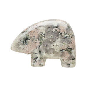 Pink sesame jasper 1pkg1, half-drilled Zuni-style bear focal natural, 28x21mm-33x25mm