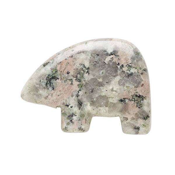 Pink sesame jasper 1pkg1, half-drilled Zuni-style bear focal natural, 28x21mm-33x25mm image number 0