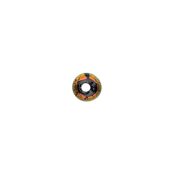 Bead, dichroic glass, black and rust, 8x6mm rondelle. Sold individually. image number 1