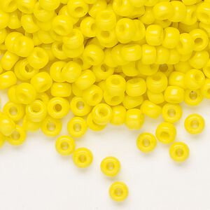 Seed bead, Miyuki, glass, pkg/25g, #6 rocaille, opaque yellow, (RR-404).