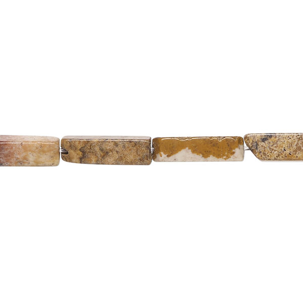 Picture jasper 1pkg1, square tube bead natural, 15 inch 12x4mm-14x5mm image number 0