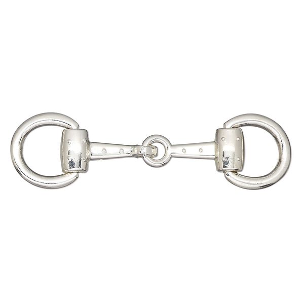 Focal, silver-finished "pewter" (zinc-based alloy), 2-1/2 x 11/16-inch snaffle bit. Sold individually. image number 0