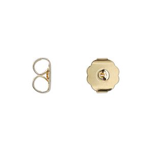 Earnut 1pkg500 gold-plated, 10x9mm / monster, brass 250 pair