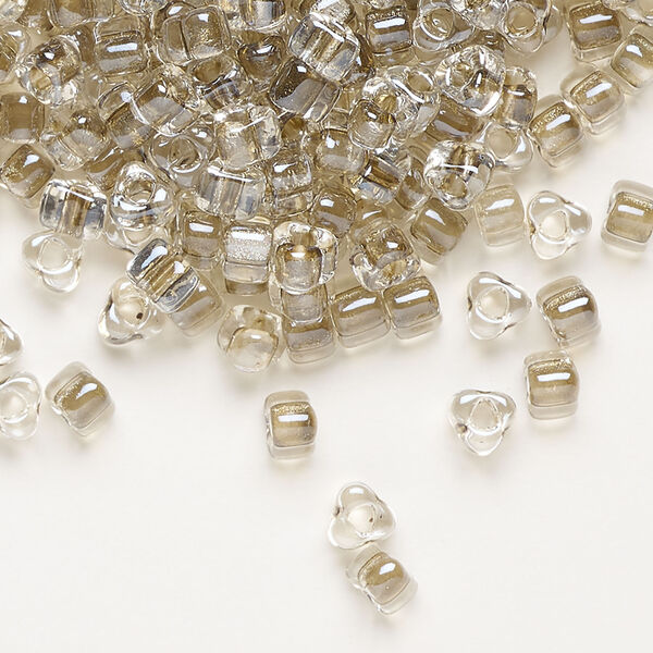 Seed bead, Miyuki 1pkg10g, glass, #5 triangle, transparent tan inside dyed color clear (TR-1124) image number 0