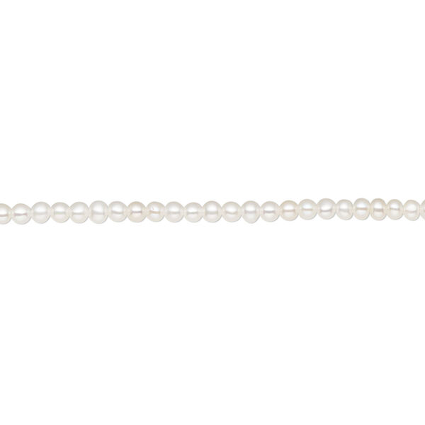 Pearl, cultured freshwater (bleached), white, 2.4mm seed, A- grade, Mohs hardness 2-1/2 to 4. Sold per 5-inch strand, approximately 55-65 pearls. image number 0