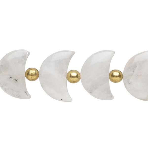 Bead, rainbow moonstone (natural), 15x10mm hand-cut half-moon, C grade, Mohs hardness 6 to 6-1/2. Sold per pkg of 16. image number 0