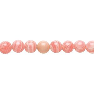 Bead, resin, white and pink, 6mm round. Sold per 15-1/2" to 16" strand.