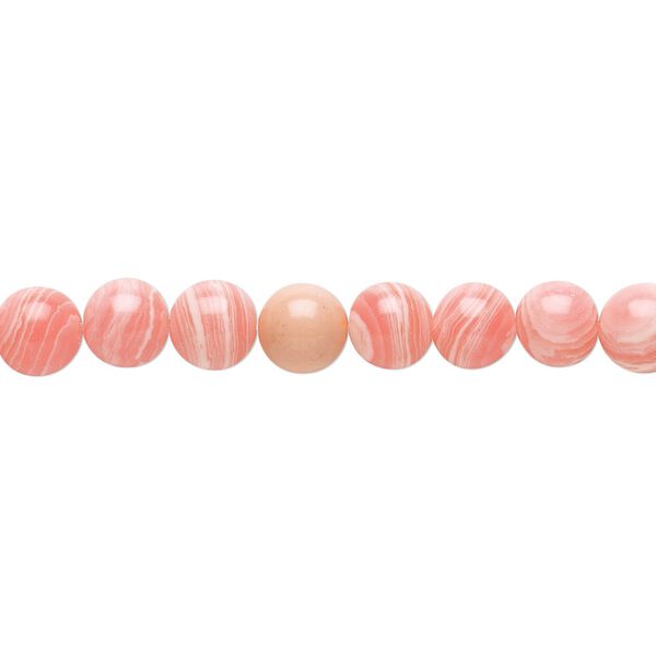 Bead, resin, white and pink, 6mm round. Sold per 15-1/2" to 16" strand. image number 0