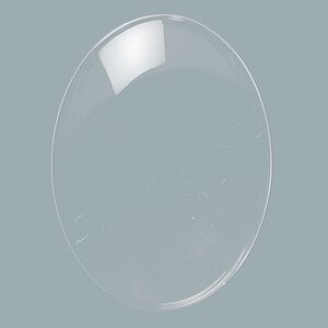 Cabochon, glass, transparent clear, 40x30mm non-calibrated oval. Sold per pkg of 4.