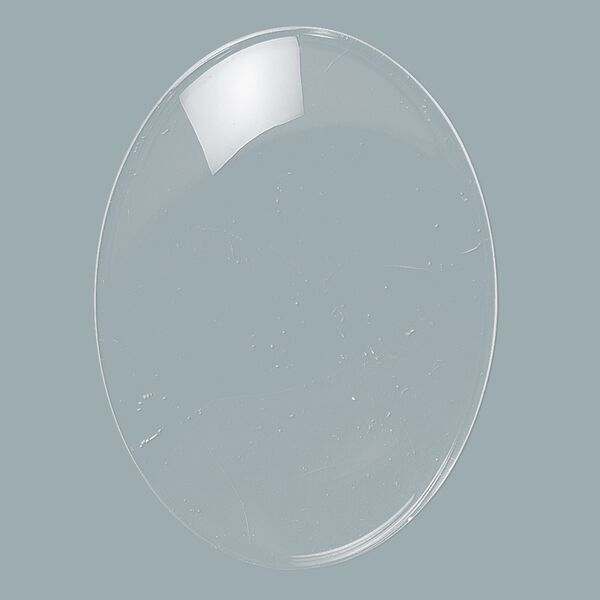 Cabochon, glass, transparent clear, 40x30mm non-calibrated oval. Sold per pkg of 4. image number 0