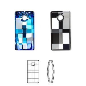 Drop 1pk crystal Bermuda blue P, Crystal Passions® 20x10mm pendant urban 6696