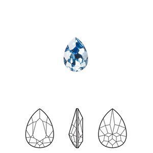 Fancy stone 4pk cool blue foil back, Crystal Passions® Regenerated 10x7mm pear 4320