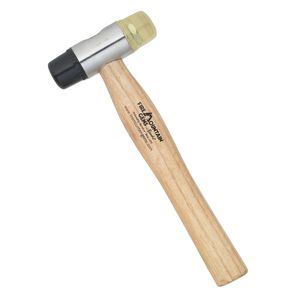 Mallet, rubber / PVC plastic / wood, black and yellow, 6-1/4 inches with 17.5mm head. Sold individually.