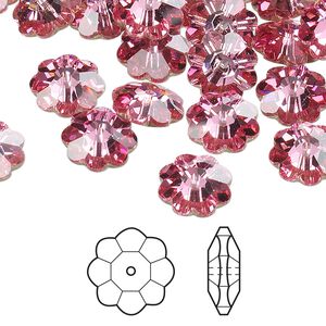 Margarita flower 12pk rose foil back, Crystal Passions® 10x3.5mm 3700
