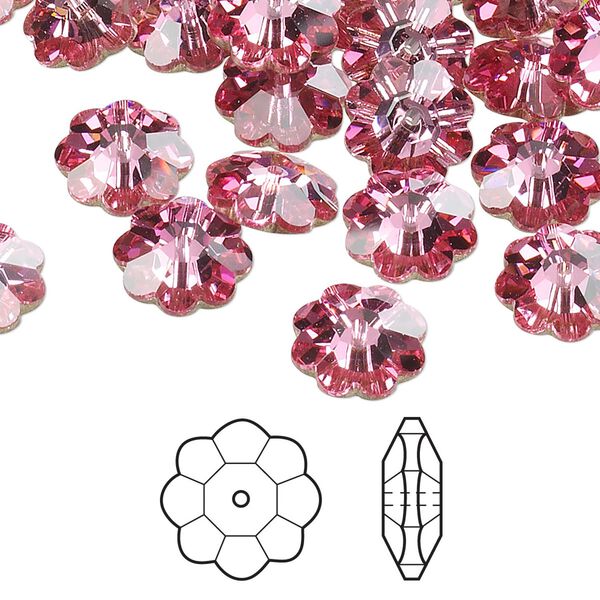 Margarita flower 12pk rose foil back, Crystal Passions® 10x3.5mm 3700 image number 0
