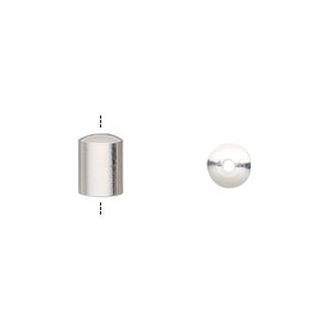 Cord end, silver-plated brass, 8x6mm with 5mm inside diameter. Sold per pkg of 100.