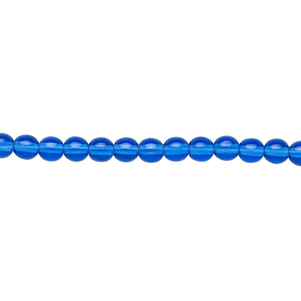 Bead, Czech glass druk, transparent light cobalt, 4mm round. Sold per 15-1/2" to 16" strand. image number 0