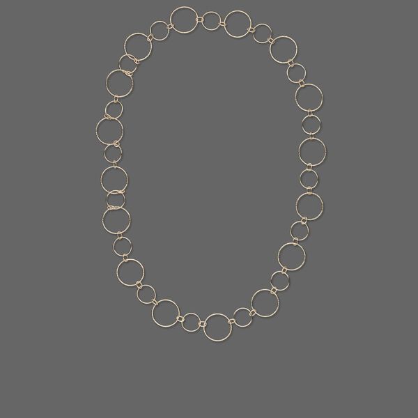 Necklace, 14Kt gold-filled, 21mm textured round and 14mm smooth round linked with 6x4 smooth oval, 24-inch continuous loop. Sold individually. image number 0