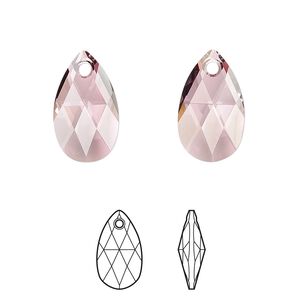 Drop 144pk crystal antique pink, Swarovski® 16x9mm pendant pear 6106