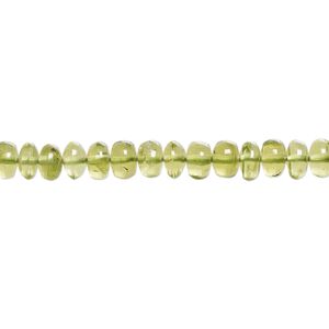 Peridot 1pkg1, hand-cut rondelle bead natural 15.5-16 inch graduated 4x2mm-7x4mm