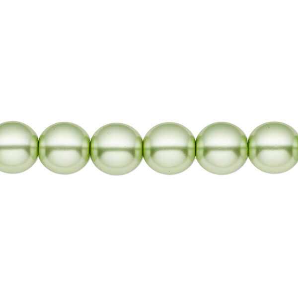 Bead, Czech pearl-coated glass druk, opaque light green, 8mm round. Sold per 15-1/2" to 16" strand. image number 0