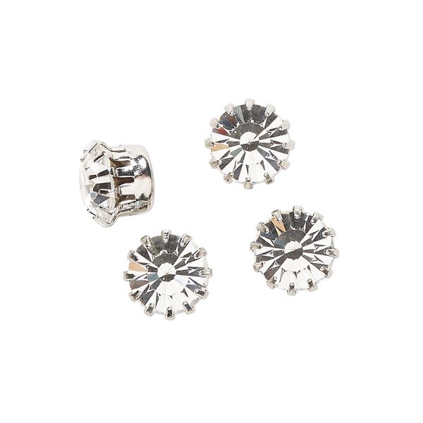 Embellishment, Vintage Crystal™, crystal and imitation rhodium-finished brass, crystal clear, 7.5mm round. Sold per pkg of 4. image number 0