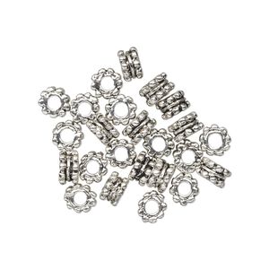 Bead, antiqued "pewter" (zinc-based alloy), 5x3mm double beaded rondelle. Sold per pkg of 24.