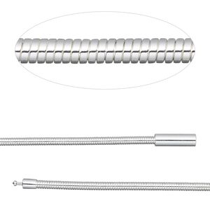 Chain, silver-plated brass, 3mm omega, 24 inches with pop-style clasp. Sold individually.