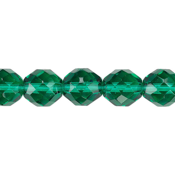 Bead, Czech fire-polished glass, teal, 10mm faceted round. Sold per 15-1/2" to 16" strand, approximately 40 beads. image number 0