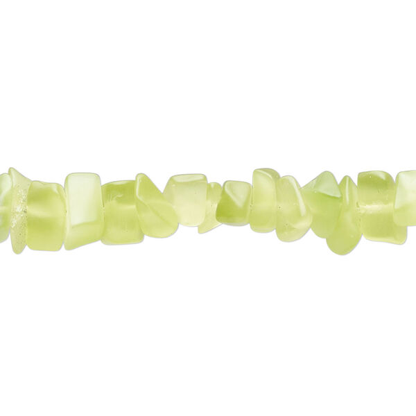 Bead, glass, translucent lime, small to large chip. Sold per 32-inch strand. image number 0