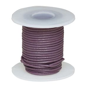 Cord, leather (dyed), purple, 1-1.2mm round. Sold per 5-yard spool.