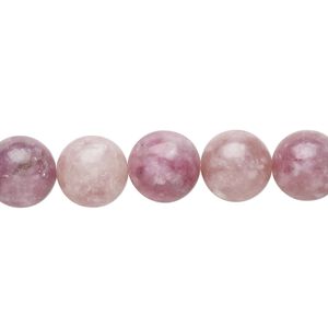 Lepidolite 1pkg1, round bead natural 8 inch 10mm