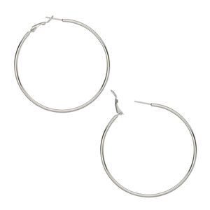 Earring, stainless steel, 60mm round hoop. Sold per pair.
