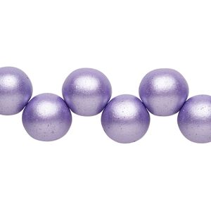 Bead, Preciosa, Czech pressed glass druk, opaque satin purple, 10mm top-drilled round. Sold per pkg of 10.