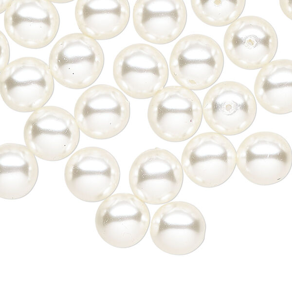 Czech glass 1pkg50, round druk bead pearl-coated white 8mm image number 0