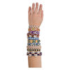 Bracelet mix, wood (dyed) / gold-ringer cowrie shell (natural) / nylon cord / polymer clay / plastic / glass, multicolored, promise style, adjustable from 6-9 inches with macramé knot closure. Sold per pkg of 10. image number 1