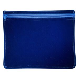 Anti-tarnish pouch, Zerust®, satin / nylon / "pewter" (zinc-based alloy), dark blue and blue, 10 x 8-inch rectangle with zipper. Sold individually.