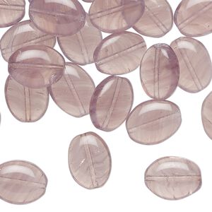 Bead, Czech pressed glass, translucent purple, 12x9mm puffed oval. Sold per 1-ounce pkg, approximately 30 beads.