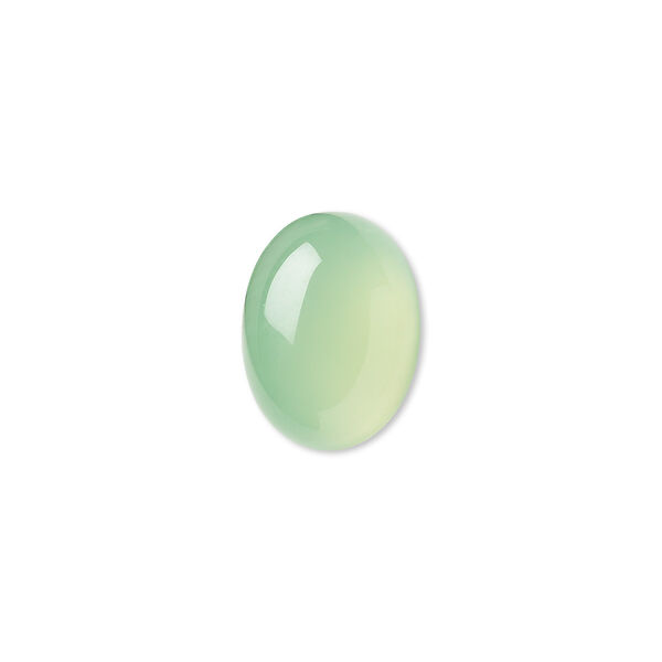 Cabochon, green chalcedony (dyed), light to medium, 16x12mm calibrated oval, B grade, Mohs hardness 6-1/2 to 7. Sold individually. image number 0