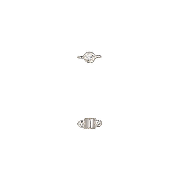 Link, sterling silver and cubic zirconia, clear, 2.5mm double-sided round. Sold individually. image number 0