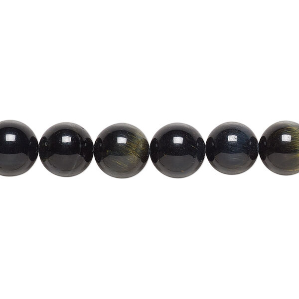 Bead, blue tigereye (natural), 8mm round, B grade, Mohs hardness 7. Sold per 15-1/2" to 16" strand. image number 0