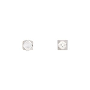 Bead, sterling silver, 6x6mm rounded square. Sold per pkg of 30.