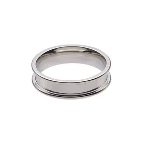 Ring, stainless steel, 6mm wide band with 3.9mm wide channel, size 10. Sold individually.